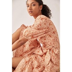 NWT!! Anthropologie HUTCH V-Neck Tiered Wrap Dress Geometric Blockprint Large